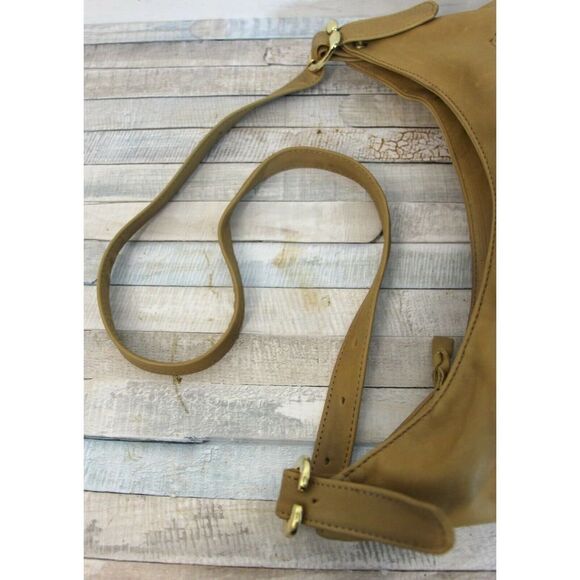 AWESOME BRIO! SOFT BEIGE TAN BRWN GENUINE LEATHER TOTE SHOULDER BAG HOBO HANDBAG - Picture 7 of 10